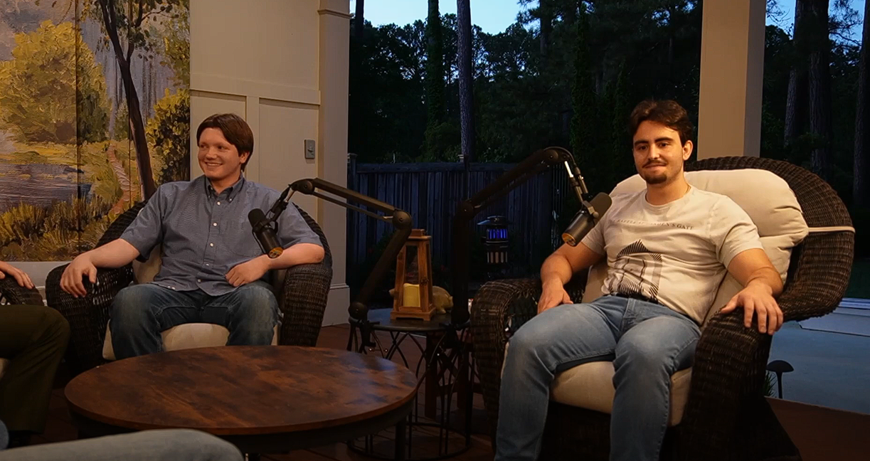 Two ThreeFlowing podcast hosts during a recording session