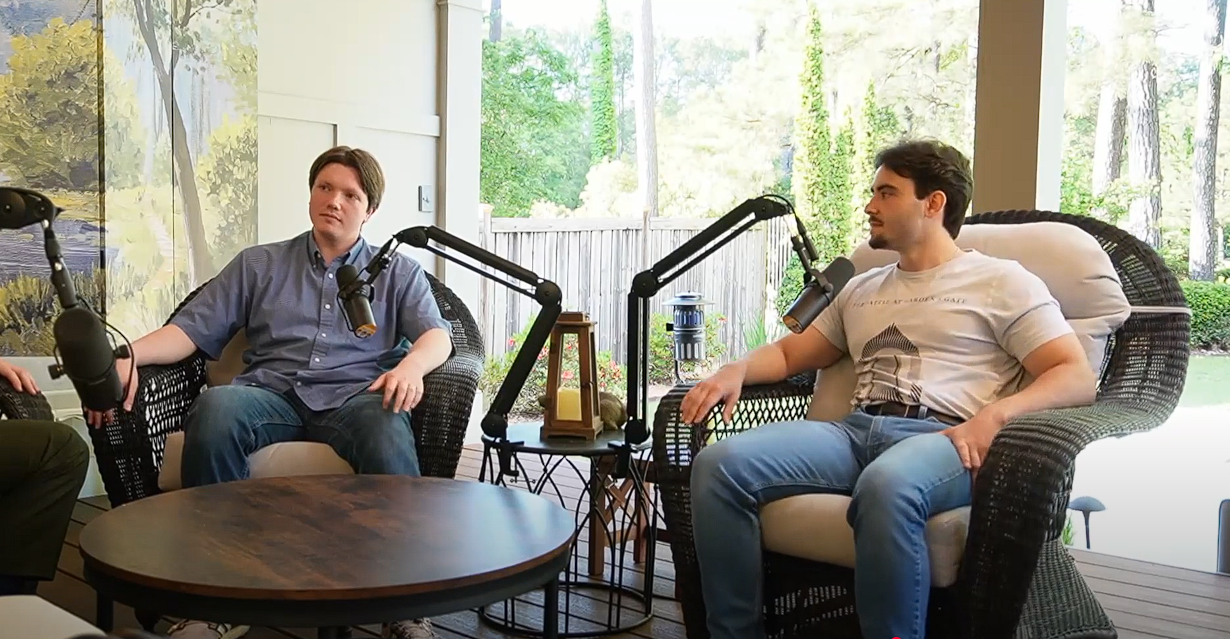ThreeFlowing podcast hosts recording during daytime